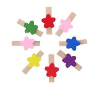 20 Pieces 1.37inch Wooden Colored Flower Shape Clothespins Mini Photo Clips for Crafts Wedding Party Home Decor Colorful Small Clothes Pins Perfect for Gifts Christmas Valentine's Day Decor