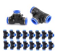 20 Pieces 12 mm Pneumatic Quick Connector Set - T-Piece Air Hose Connector for PU/Nylon/PE Pipes