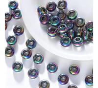 20 Pieces 14MM Large Hole Beads Iridescent Acrylic Pony Beads for Crafting,Beading,Keychain Making-Black