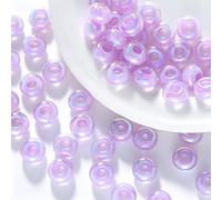 20 Pieces 14MM Large Hole Beads Iridescent Acrylic Pony Beads for Crafting,Beading,Keychain Making-Purple
