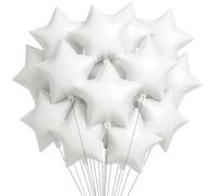 20 Pieces 18 Inch Star Foil Balloons, Metallic Mylar Star-Shaped Balloons for Birthdays, Baby Showers, Graduations, Weddings, Anniversaries, Christmas, New Year’s Eve, and Party Decorations (White)
