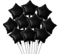 20 Pieces 18 Inches Black Star Balloons - Large Foil Mylar Star-Shaped Balloons for Graduation, Halloween, Birthday, New Year’s Eve, and Dark Theme Party Decorations
