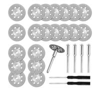20 Pieces 22 mm Diamond Cutting Wheel for Dremel Rotary Tool with 4 pcs 3 mm Mandrel and 2 pcs Cross Screwdriver for Stone Glass Gem Jade Marble Ceramic Cutting
