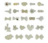 20 Pieces 5-6cm Cream White Fabric Hair Clips, Fully Covered Barrettes for Baby Girls, Handmade Toddler Hair Bows Infant Hair Accessories for Fine Hair