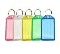 20 Pieces 5cm Key Tags with Blank Paper Labels, Transparent Covers and Split Rings, Durable Keyring Identifiers for Office, Home, Luggage or Storage Use (5 Colours)