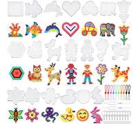 20 Pieces 5mm Fuse Beads Pegboards Clear Animal Shape Plastic Pegboards Craft Tray with 20 Pieces Colorful Cards for Kids DIY Craft Beads