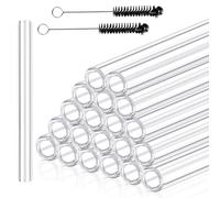 20 Pieces 6 Inches Long Clear Glass Tubes for Art DIY, 12mm OD 8mm ID 2mm Thick Wall Glass Borosilicate Blowing Tubing with 5 Cleaning Brush