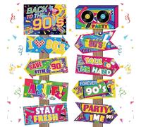 20 Pieces 90s Party Sign 90s Party Decorations Photo Booth Props Retro Hip Hop Party Sign 90s Theme Party Favors for Back to The 90's Adults Neon Throwback Birthday Party Supplies