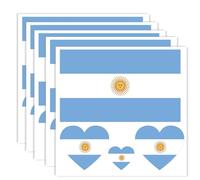 20 Pieces Argentina Flag Tattoo, Argentina Banner Tattoos Decoration Stickers, Rectangle Heart Waterproof Stickers for Party Parade Argentina (5 Sheets)