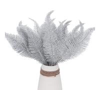 20 Pieces Artificial Christmas Glitter Leaves Branches Sparkly Fake Leaf Sprays for Christmas Tree Picks 10" Ornament Floral Arrangements DIY Crafts Wreaths and Holiday Decoration Tree Filler (Silver)