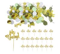 20 Pieces Baby Christening Cake Toppers, 1 Pack Baby Shower Confetti, "Oh Baby" Cake Inserts, Cupcake Decoration Flags, Glitter Inserts For Baby Showers