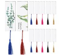 20 Pieces Blank Acrylic Bookmark Set Craft Clear Acrylic Blank Bookmark with 20 Pieces Mini Tassel for DIY Projects and Present Tag (5 x 14 cm/ 2 x 5.5 Inch)