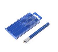 20 Pieces Blue Pin Vise Hand Drill with Keyless Chuck | Metal Body, Grooved Grip, Drill Bits Set Included, Suitable for Beads and PVC Work