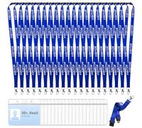 20 Pieces Blue Visitor Lanyards with 20 ID Card Holders Safely Separate Visitors Lanyard Volunteer Lanyard Blue Lanyards Quick-Release Neck Straps for Events, Workplaces, Volunteers