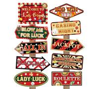 20 Pieces Casino Party Decorations Vegas Themed Party Directional Signs Casino Signs Welcome to Las Vegas Party Decorations Casino Night Poker Chip Dice Birthday Party Supplies