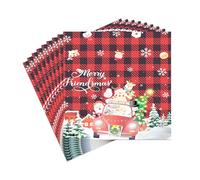 20 Pieces Christmas Day Napkins Paper Cheerful Red and Black Checkered Truck Scene Theme Disposable Napkins, Perfect for Merry Christmas Table Decorations Party Supplies