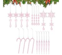 20 Pieces Christmas Ice Decorations Acrylic Festive Snow Pendants | Christmas Tree Pendants | New Year's Wedding Birthday