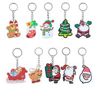 20 Pieces Christmas Keychains and Keyrings - Cartoon Santa Claus, Snowman, Stocking, Gloves, Tree Pendant Ornaments for Party Favors and Gifts