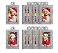 20 Pieces Christmas Photo Ornament Frames Christmas Tree Glitter Picture Frame Felt Hanging Photo Frame for Holiday Christmas Tree Decoration (Sliver, Rectangle)