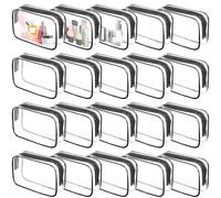 20 Pieces Clear Cosmetic Bags Bulk, Waterproof Toiletry Bags PVC Plastic Zippered Pouches Makeup Bag Zippered Organizer Cases for Travel Bathroom
