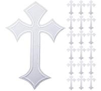 20 Pieces Cross Patches Iron On Embroidered Applique Decorative Patch