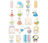 20 Pieces Cute Brooch Pins Sets Pin Brooches for Backpacks Cute Pins with Flower Love Rainbow Flask Test Tube Backpack Pins for Clothes Caps Bags Jackets Lapel Scientist Nurse