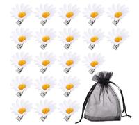 20 Pieces Daisy Flower Hair Clips With 1 Piece Mesh Drawstring Bag, Sun Flower Hair Clips, Cute Hair Clips For Girls, Flower Side Clips, Non-Slip Hair Clips, Alligator Clips