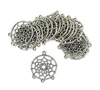 20 Pieces Dream Catcher Charms Women DIY Filigree Mesh Pendants Alloy, Silvery