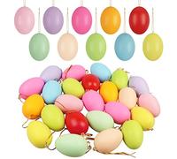 20 Pieces Easter Plastic Eggs, Hanging Eggs for Easter Craft, Blank Easter Eggs Easter Decorations Eggs for Hand Painted Creative DIY Easter Supplies Easter Tree Decoration(Colorful)