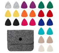 20 Pieces Felt Ukulele Picks,Felt Heart Shape Pick for Ukulele Guitar Bass with pick holder case (Multiple Colors 24 Pieces)