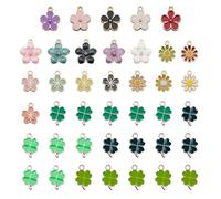 20 Pieces Four Leaf Clover Pendants, 20 Pieces Flower Pendants, Lucky Four Leaf Clover Pendants, Flower Pendant Accessories, Metal Necklace Pendants, Diy Jewelry Accessories