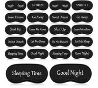 20 Pieces Funny Sleep Mask Silk Eye Mask Soft Silk Eye Sleeping Mask with Adjustable Strap Blackout Eye Mask for Sleeping Night Silk Blindfold Sleeping Eye Cover Mask for Women Men Kids Travel, Black
