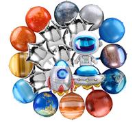 20 Pieces Galaxy Space Balloons Outer Space Themed Decorations Spaceship Astronaut Rocket Planet Foil star Balloons for Kids Birthday Party