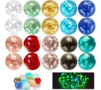 20 Pieces Glass Marbles Glow-in-the-Dark Colorful Polka Dot Glass Balls with Exquisite Transparent Plastic Box for Running Games DIY Home Decoration