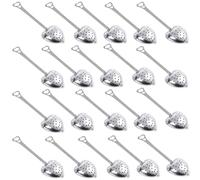 20 Pieces Heart Shaped Tea Infuser Stainless Steel Long Grip Mesh Tea Strainer Ball, Reusable Tea Spoon Diffuser with Snap for Loose Tea Leaf Spice Herb Flavoring, 5.51 x 1.57IN