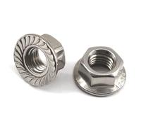 (20 Pieces) M10 Serrated Flange Hex Lock Nuts 304 Stainless Steel Metric Hex Drive Nuts