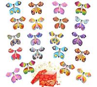 20 Pieces Magic Flying Butterfly, Clockwork Butterfly Card, Rubber Band Powered Butterfly Fairy Flying Butterfly for Birthday Gifts, Performance Props, Surprise Gifts (Random Color)