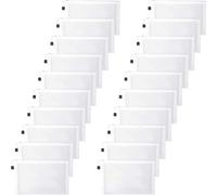 20 Pieces Mesh Bags Mesh Zipper Pouch Makeup Cosmetic Bag Pencil Pouch, 9.5 x 7.1 inches (White)