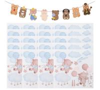 20 Pieces of Bear Tissues and 1 Piece of Bear Pulling Flag, Restaurant Scarf, Cartoon Paper Pulling Flag, Birthday Party Decorations.