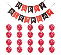 20 Pieces Of Ladybug Balloons, 1 Piece Of Black And Red String Flags, Red And Black Polka Dot Balloons, Insect Theme Balloons, Polka Dot Balloons, Party Balloon Decoration