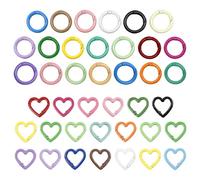 20 Pieces of Love Spring Buckle, 20 Pieces of Round Spring Buckle, Love-Shaped Jewelry, Travel Souvenirs, Simple Keychain.