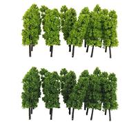 20 Pieces of Trees for Model Railway Landscape Accessories. Made of Material for Creating Miniature Worlds for Model Making, Craft Projects, A, Dark Green Light Green