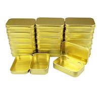 20 Pieces Rectangular Metal Empty Hinged Tins Containers Basic Necessities Home Storage Organizer Mini Box Set, 95 x 62 x 20 mm (Golden)