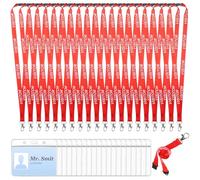 20 Pieces Red Visitor Lanyards with 20 ID Card Holders Safely Separate Visitors Lanyard Volunteer Lanyard Red Lanyards Quick-Release Neck Straps for Events, Workplaces, Volunteers