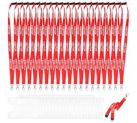 20 Pieces Red Visitor Lanyards with 20 Opaque Open Faced ID Card Holder Safely Separate Visitors Lanyard Volunteer Lanyard Quick-Release Neck Straps for Events, Workplaces, Volunteers