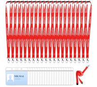 20 Pieces Red Volunteer Lanyards with 20 ID Card Holders Safely Separate Volunteer Lanyard Red Lanyards Quick-Release Neck Straps for Events, Workplaces, Volunteers