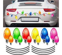 20 Pieces Reflective Christmas Car Magnets Set, 12 Pieces Xmas Holiday Christmas Lights Bulb Magnet Set for Xmas Holiday Winter Party Car, Garage, Mailbox, Refrigerator Decal with 8 Magnet Wire