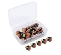20 Pieces Screw on Tips 10 mm Cue Tips with Plastic Storage Box for Pool Cues and Snooker, Brown
