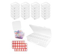 20 Pieces Small Clear Plastic Storage Box, 5.5x5.5x2 cm Transparent Plastic Bead Boxes with Large Box and Labels, Highly Visible Square Mini Bead Containers for Beads, Pills, Jewellery, Craft Items