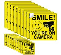 20 Pieces Smile You're On Camera Sticker Self-adhesive 24 Hour Video Surveillance Sign Sticker Uv Protected And Waterproof For Cctv Security Camera, I